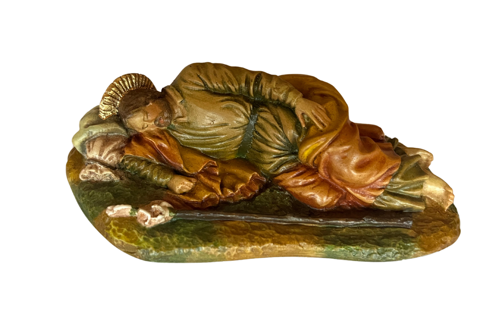 Sleeping Saint Joseph Statue 5"  hand painted in Colombia
