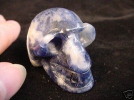 #HH-162 HUMAN SKULL BLUE GEM skulls stone gemstone Cranium head - $19.62
