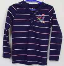 Girls Oshkosh Navy Blue Long Sleeve Shirt Size 5 - £3.95 GBP