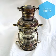 10 inches Anchor Oil Lantern Lamp, Nautical Ship Hanging Antique Maritime Brass  - £66.22 GBP