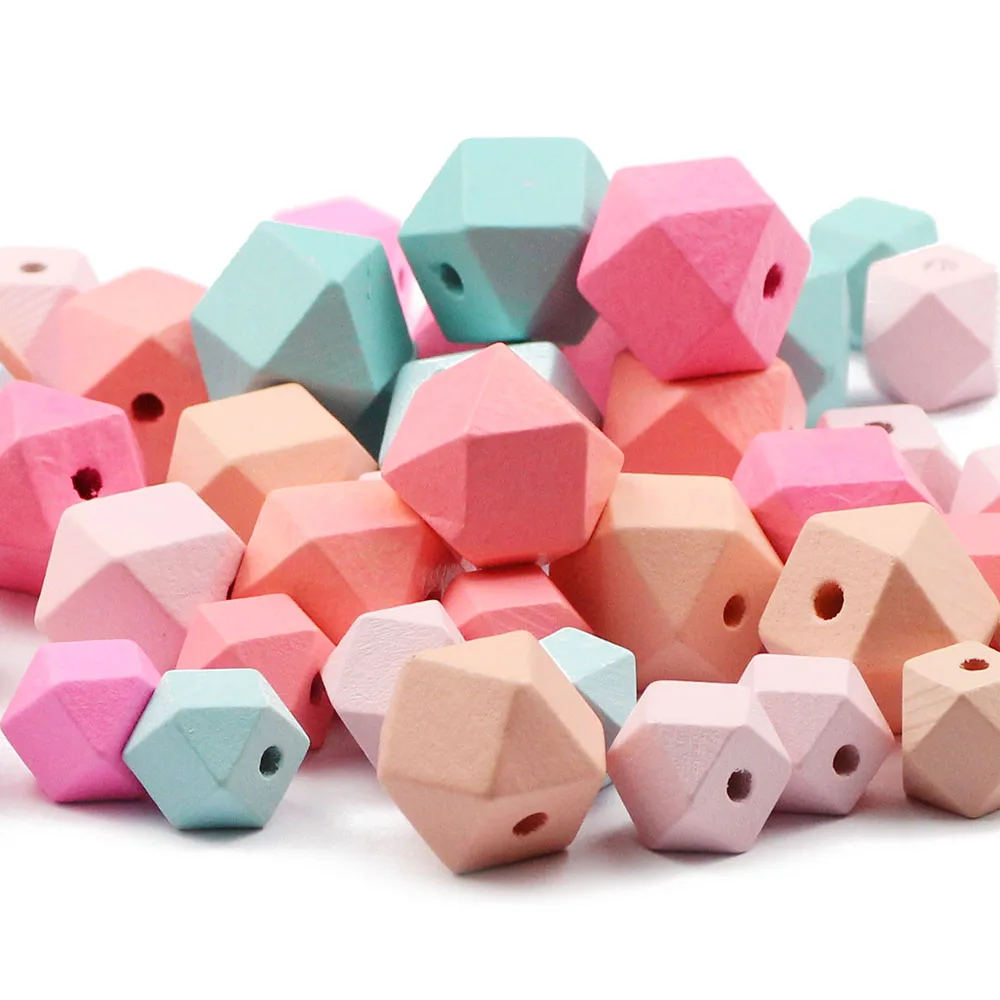 Play JHNBY 9pcs Mixed Color Wood SpA A 15/20MM Octagonal Geometric Faceted Woode - £23.17 GBP