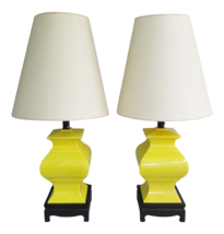 Matched Pair of Mid-Century Modern Chapman Yellow Chinoiserie Table Lamps  - £473.34 GBP