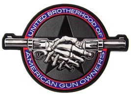 UNITED BROTHERHOOD SKELETON HAND SHAKE GUN BACK PATCH #9480 EMBROIDERED ... - $9.49