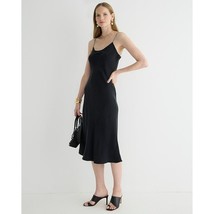 J. Crew Womens Gwyneth Cupro Blend Slip Dress Midi Black 12 - £46.04 GBP
