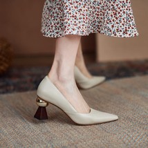Classic Shallow Women Shoes Spring Newest Leather High Heels Pumps Newest Weddin - £94.46 GBP