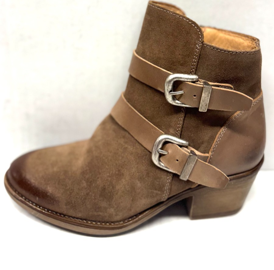 MIZ MOOZ LEATHER BUCKLE ANKLE BOOTIE SIDE ZIP TAUPE  37EU / 7US  # Z-16 Item image 4