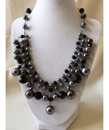Black Pearly metalic color charmed drop peandants necklace - £19.49 GBP