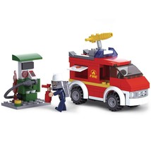Sluban Kids Fire Truck and Gas Station Building Blocks 136 Pcs set Building Toy - £8.70 GBP