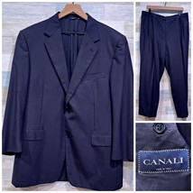 Canali Super 120s Wool Striped Suit Navy Blue Mens US 46R EUR 56R 36x28 ... - £270.62 GBP