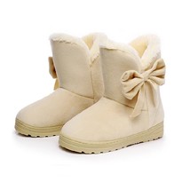 Women&#39;s Ankle Boots Winter Warm Shoes Woman Plush Butterfly-knot Slip-On Snow Bo - £24.96 GBP