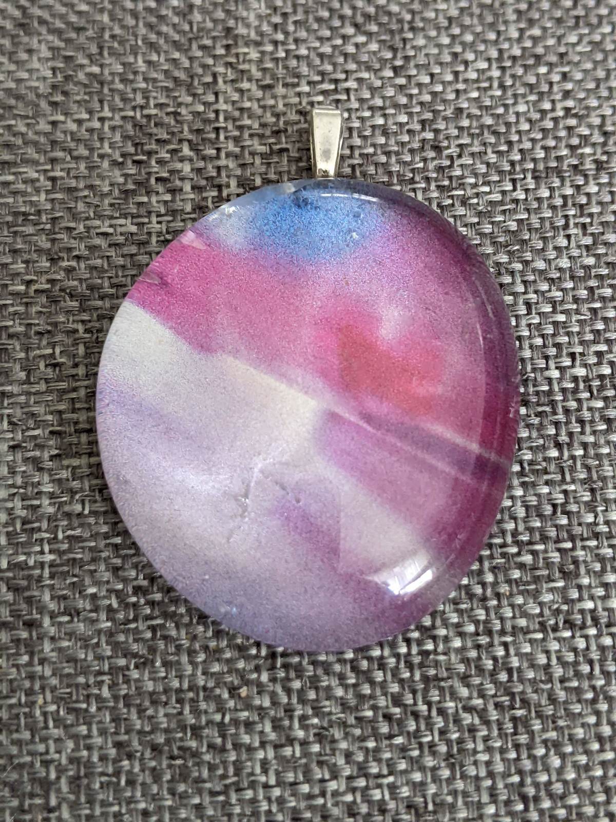 Pink, Purple and Blue Swirls Domed Glass Marble Pendant Kit PI1003 - $10.00