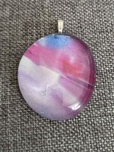 Pink, Purple and Blue Swirls Domed Glass Marble Pendant Kit PI1003 - $10.00