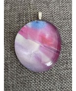 Pink, Purple and Blue Swirls Domed Glass Marble Pendant Kit PI1003 - £7.83 GBP