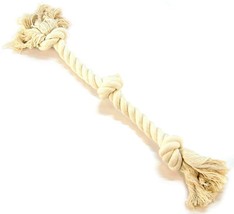 Flossy Chews 3 Knot Tug Toy Rope for Dogs - White Medium (20&quot; Long) - £22.59 GBP