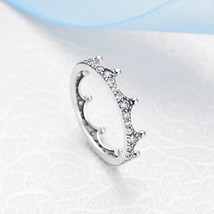 925 Sterling Silver Enchanted Crown with Clear CZ Ring For Women - $17.88