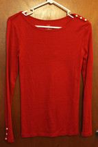Gap Red Long Sleeve Top w/ Button Details - Size Juniors Small - £7.85 GBP