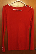 Gap Red Long Sleeve Top w/ Button Details - Size Juniors Small - £7.46 GBP