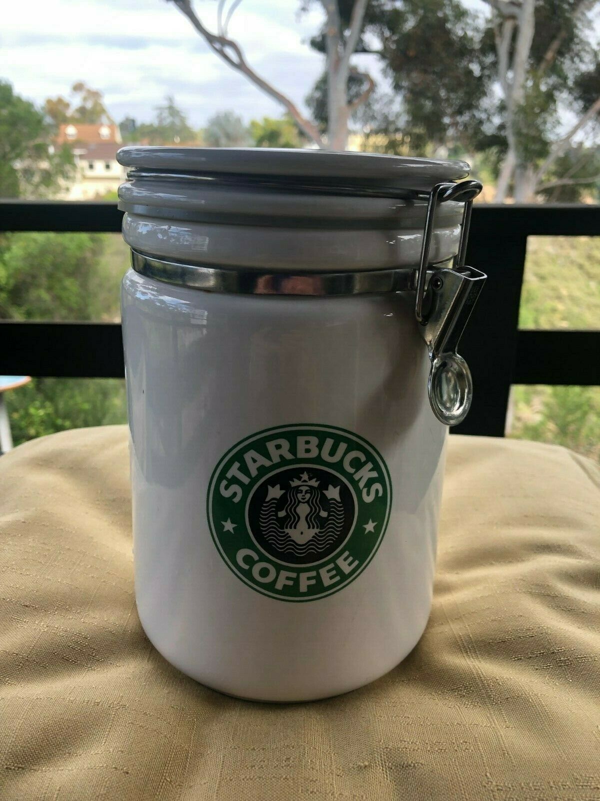 Starbucks 8" Round White Canister - $38.00