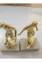 set of 2: soccer award trophies with white carrara marble bases made in ... - $29.99