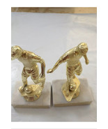 set of 2: soccer award trophies with white carrara marble bases made in ... - £23.90 GBP
