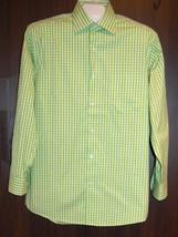 Alex Cannon Green White Plaid Design Men&#39;s Button-Down Shirt Size 15.5  NEW  - £22.17 GBP