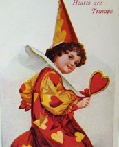 Valentines Day Postcard Clown Hearts Are Trumps Unsigned Ellen Clapsaddle Unused - £34.55 GBP