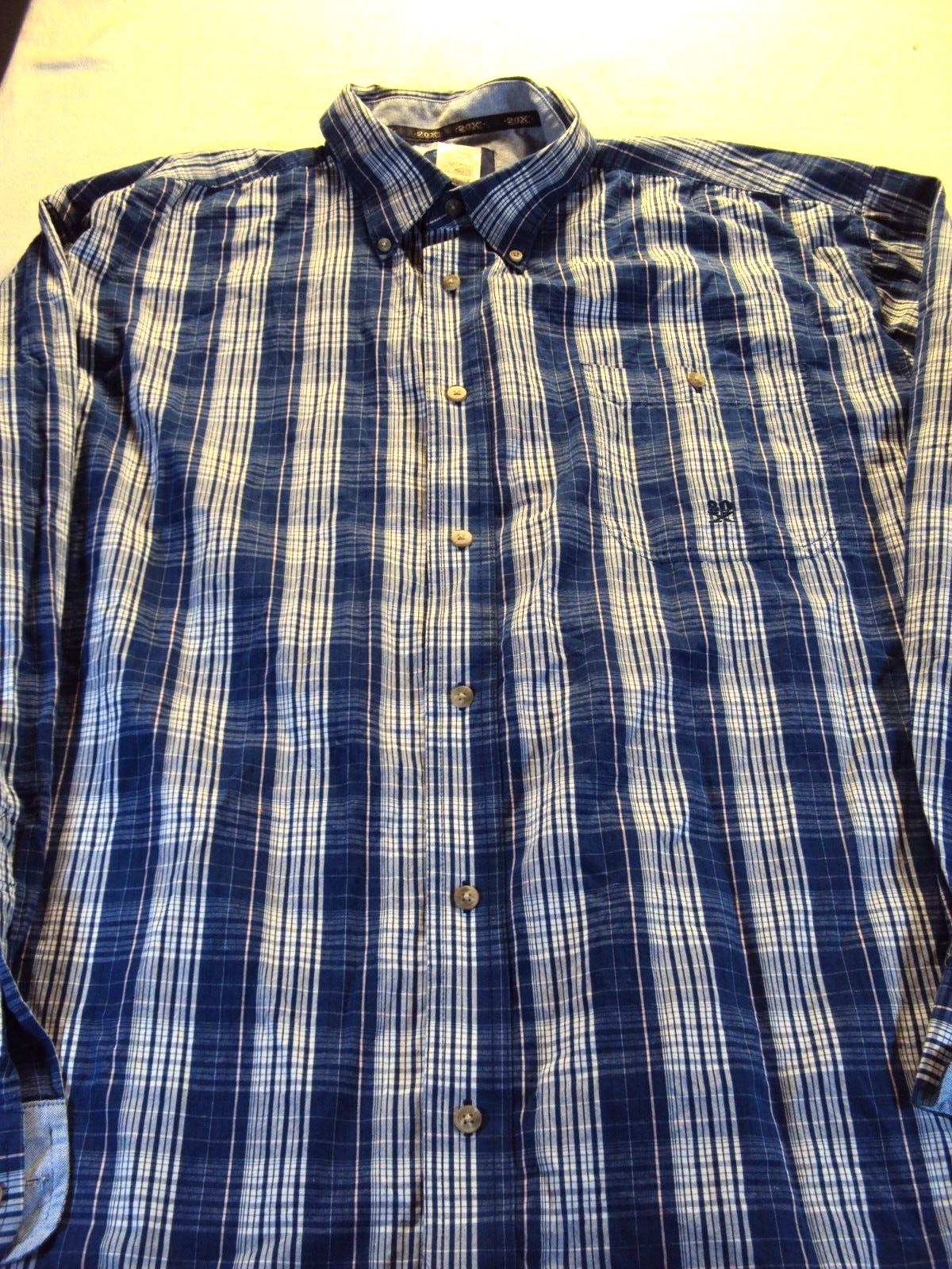 Twenty X Wrangler Shirt Men&#39;s Size XXL Multicolor Plaid Long Sleeve Butt... - $9.49