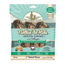 Fieldcrest Farms Nothin&#39; to Hide Dental Wave Collagen Dog Chew Beef, 1ea/7 in, 3 - £30.82 GBP