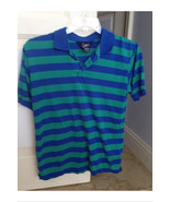 short sleeve blue &amp; green striped polo shirt by stats size large - £19.53 GBP