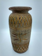 Hand-thrown Art Pottery Stoneware 14&quot; Textured Heavy Large Vase - $71.99