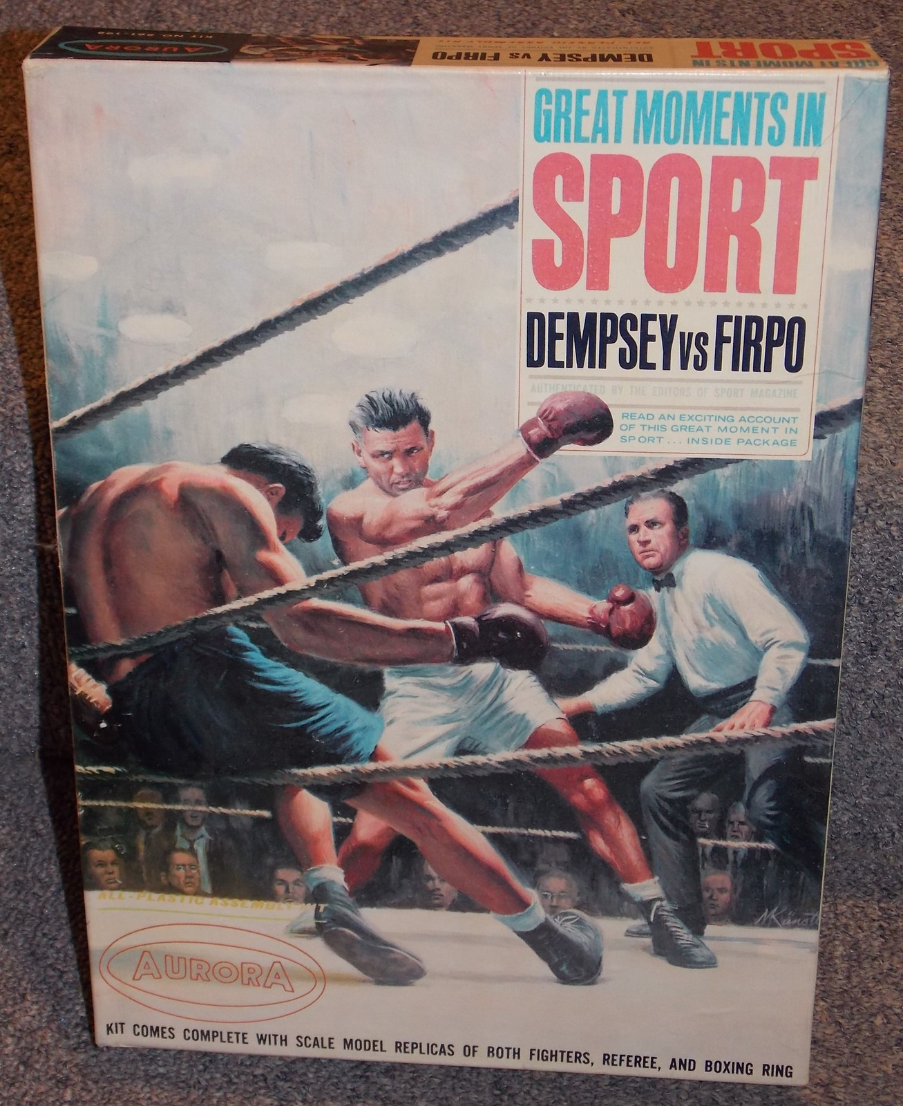 Vintage 1965 Aurora Boxing Sport Dempsey vs Firpo Model Kit With Box - $349.99