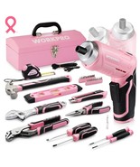 WORKPRO 75-Piece Pink Tools Set, 3.7V Rotatable Cordless Screwdriver and... - £93.60 GBP