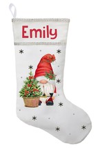 Gnome with Snowman Stocking, Gnome Snowman Stocking, Gnome Christmas Sto... - $38.00