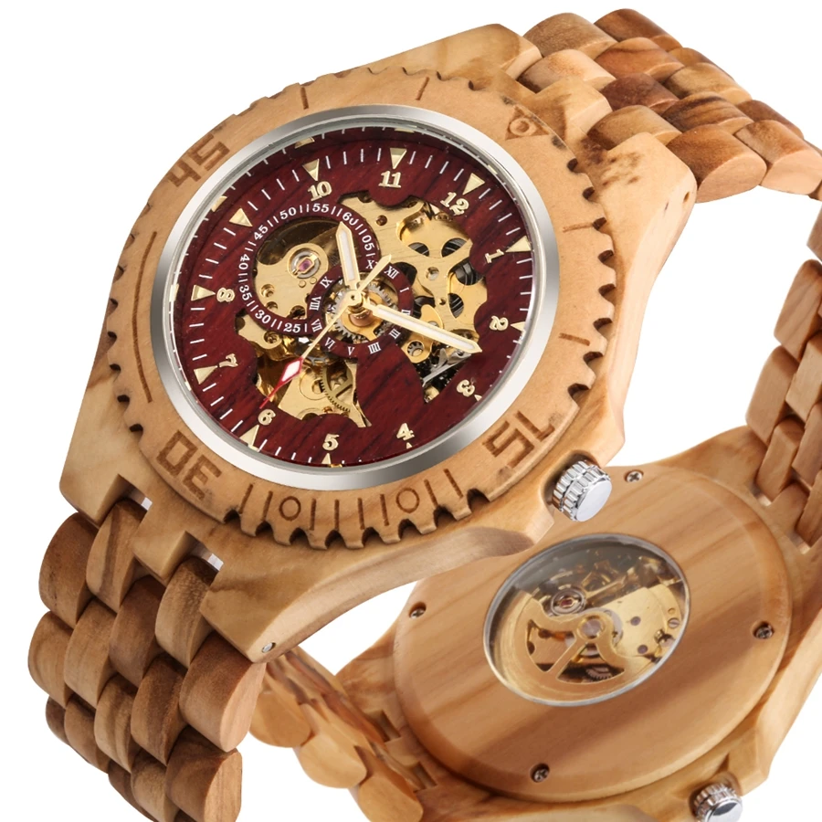 Men&#39;s Watch Top  Mechanical Watch Automatic Red Skeleton Cherry  Clock Men Full  - £114.79 GBP