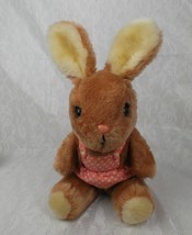 Dakin Bunny Rabbit Girl Brown Polka Dot Dress 11&quot; Plush Stuffed Animal 1980 80&#39;s - $19.80