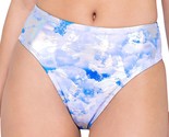 Cloud Print Shorts Sky High Waisted Cheeky Cut Metallic Blue White Silve... - $35.09