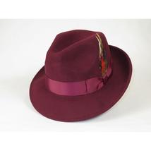 Men's Milani Wool Fedora Hat Soft Crushable Lined FD219 Burgundy image 2