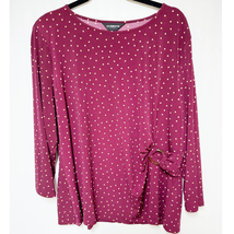 Liz Claiborne Womens Polka Dot Shirt Gold Accent Burgundy Size XXL - $12.87