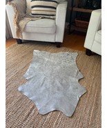 Mini Silver Metallic Cowhide Rug Average Size ~41X28&quot; - TABLE COVER - $98.01