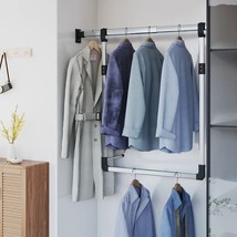 vidaXL Telescopic Wardrobe Hanging Rail Silver - $68.52