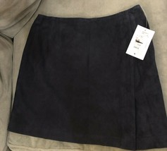 Emanuel Ungaro Blue 100% Leather  Skirt Brand New W Tag Size 14/48 - £94.12 GBP
