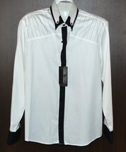 Mondo Men’s White  Black Trim Slim Fit Dress Shirt Size 3XL - £55.83 GBP