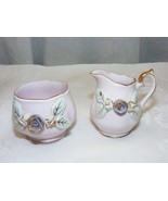 Vintage Norcrest Japan Porcelain Pink Creamer and Sugar Bowl Set Applied... - $37.34