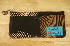 Vintage ZIp Coin Purse Wallet Caribelle Batik St Lucia Brown Tropical Print - £15.77 GBP
