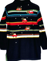Susan Bristol Christmas Sweater Size Small Black Long Mock Neck Stripe R... - $14.37