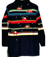 Susan Bristol Christmas Sweater Size Small Black Long Mock Neck Stripe R... - $264.56 MXN