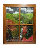 Vtg Pennsylvania Grand Canyon Hand Painted Framed Window Pane Mirror 18.... - €126,87 EUR