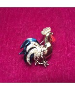Vintage Jewelry Enamel Rooster Brooch Pin Chicken Gold Tone Multi Colore... - £8.86 GBP