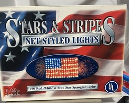 STARS &amp; STRIPE Net Styled Flag Lights 150 Red, White &amp; Blue Star Spangle... - $19.79