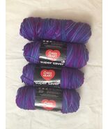 Red Heart Super Saver "Grape Fizz" #3931 Acrylic Yarn 4 Skeins 5oz 236 y... - $18.80